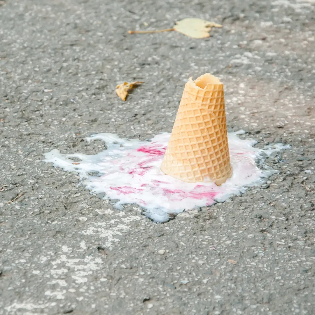 Ice cream on ground - the feeling of school or nursery heatwave closures